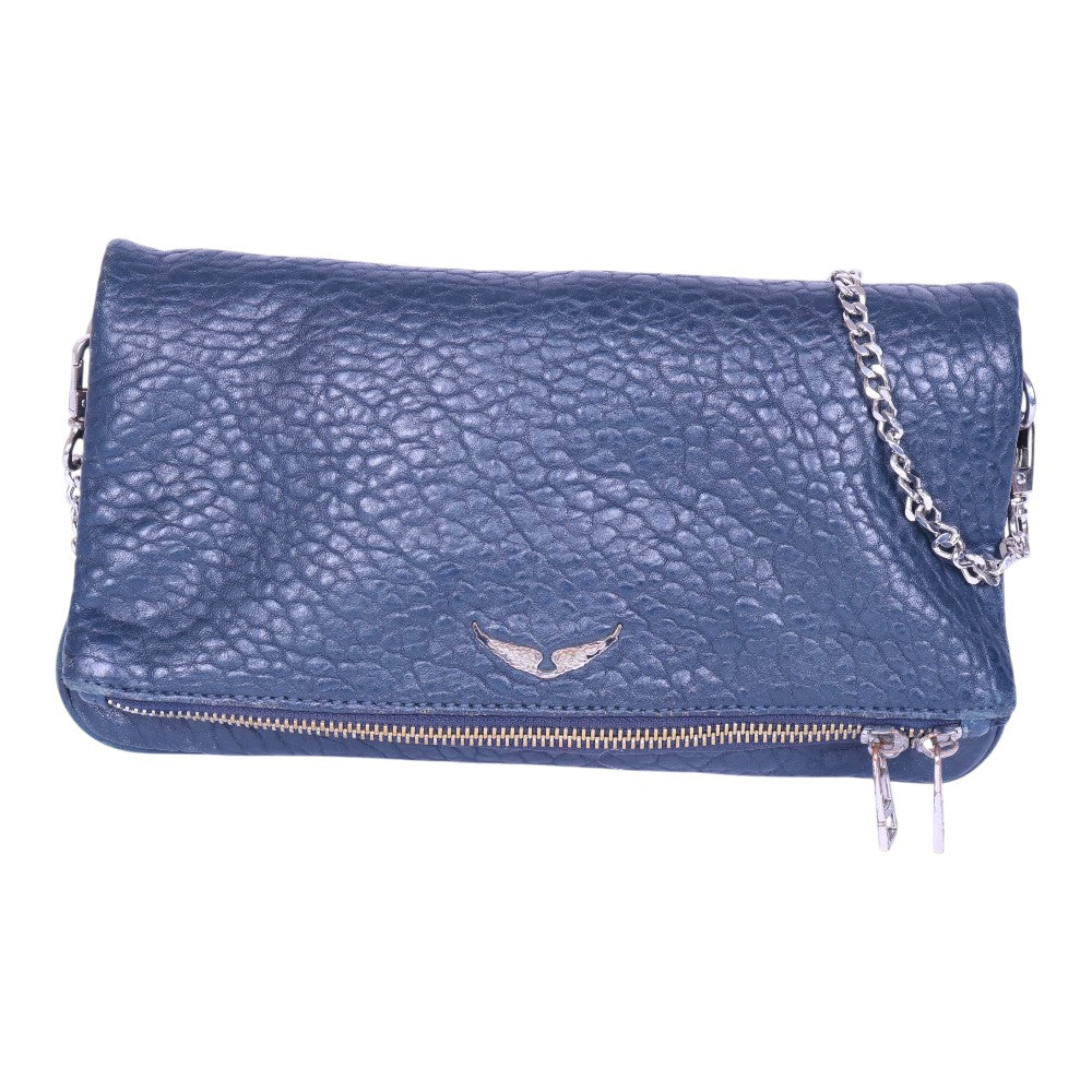 Rock Bubble Leather Crossbody - Navy