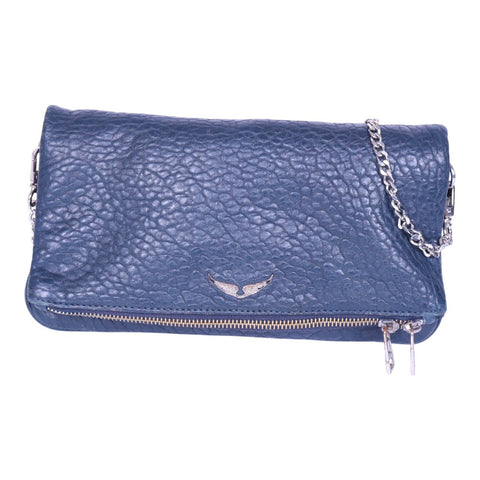 Rock Bubble Leather Crossbody - Navy