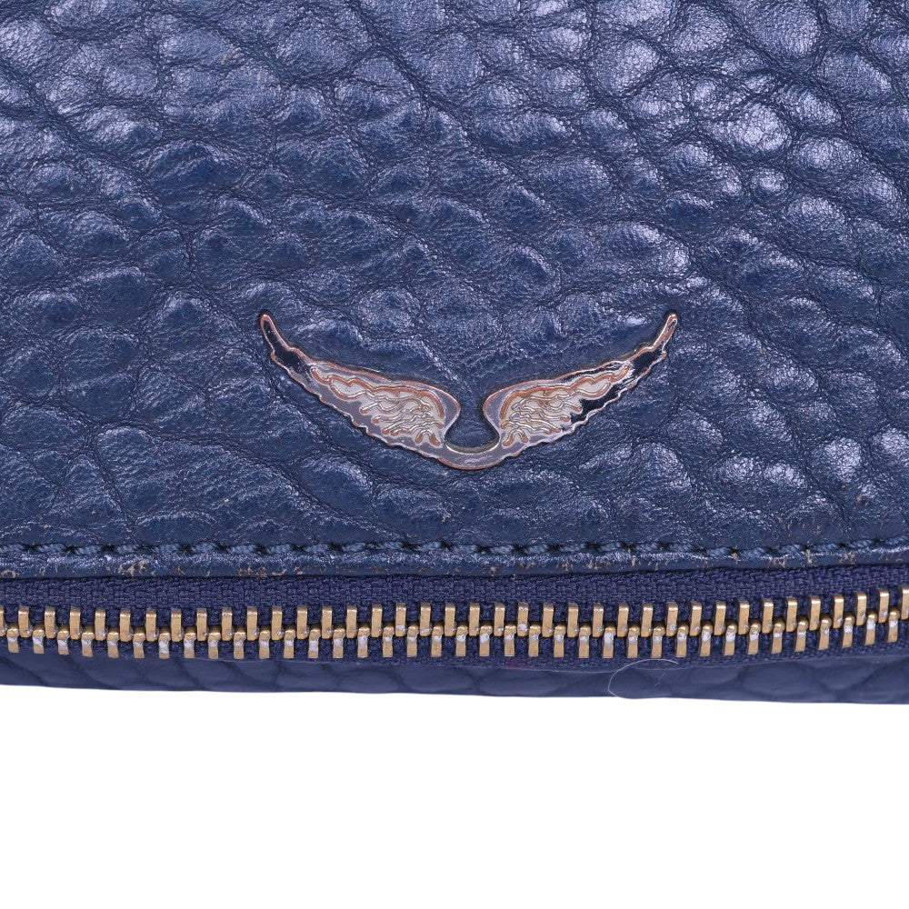 Rock Bubble Leather Crossbody - Navy