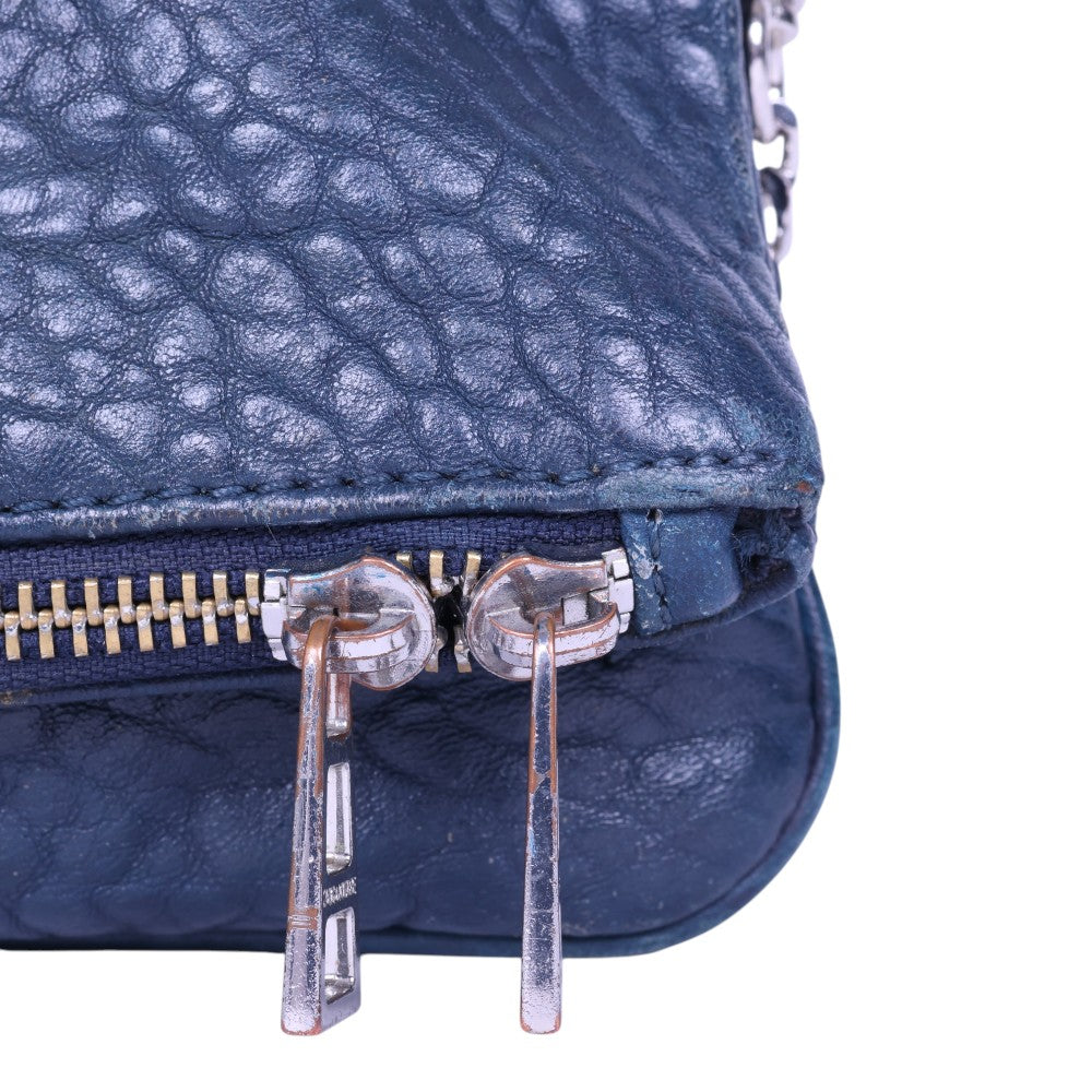 Rock Bubble Leather Crossbody - Navy
