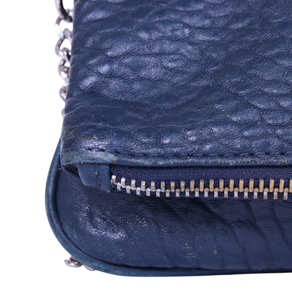 Rock Bubble Leather Crossbody - Navy