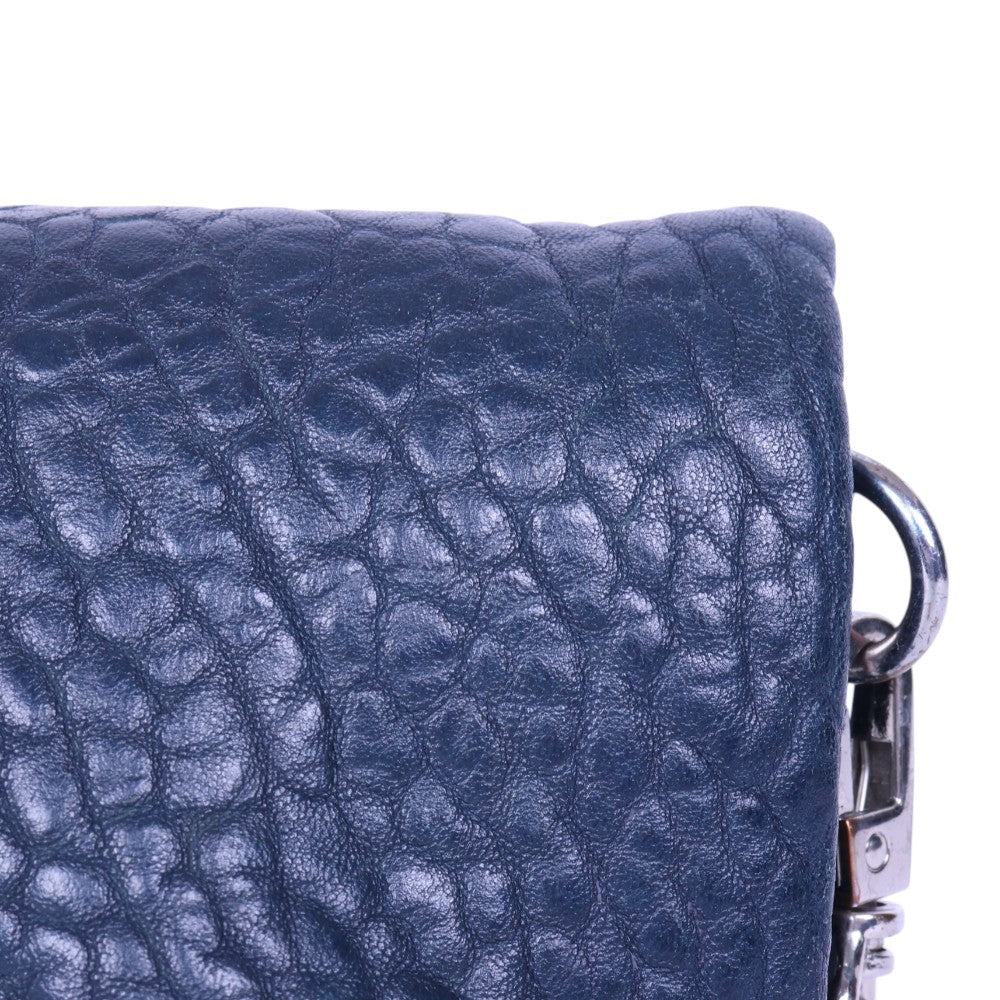 Rock Bubble Leather Crossbody - Navy