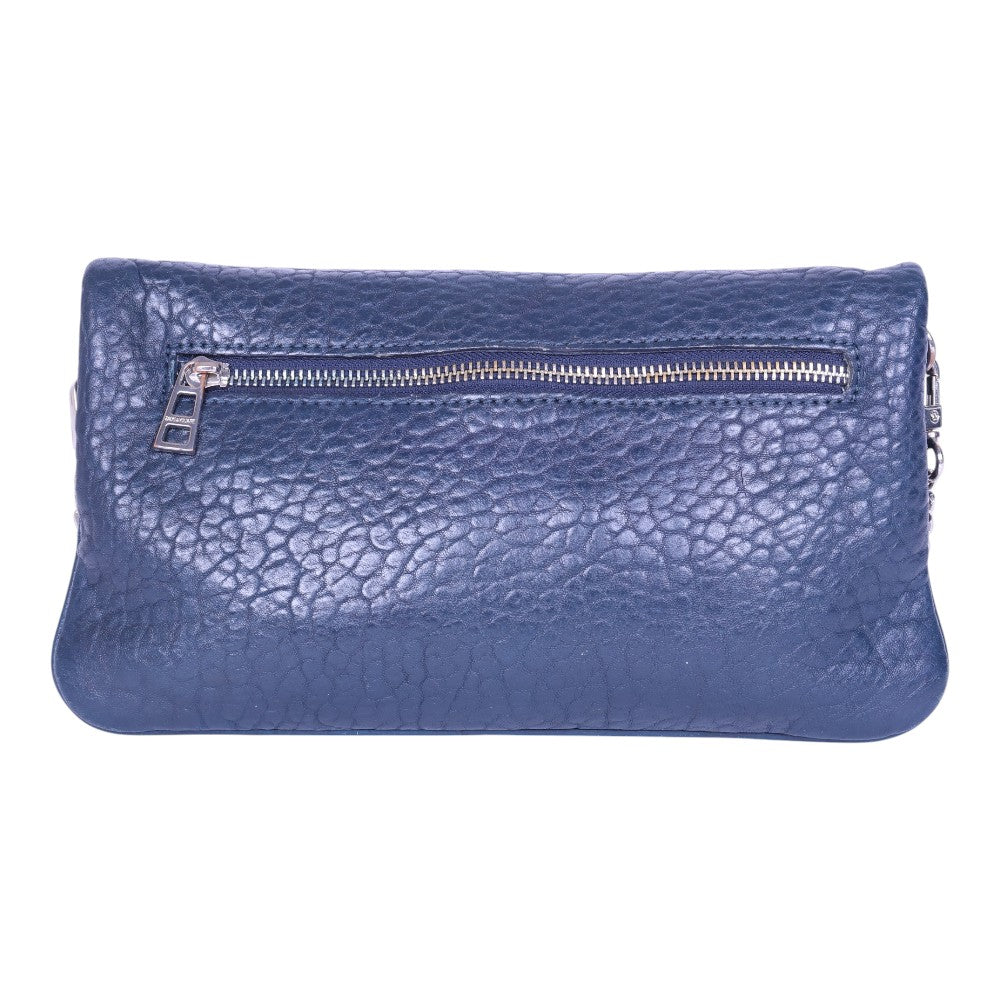 Rock Bubble Leather Crossbody - Navy