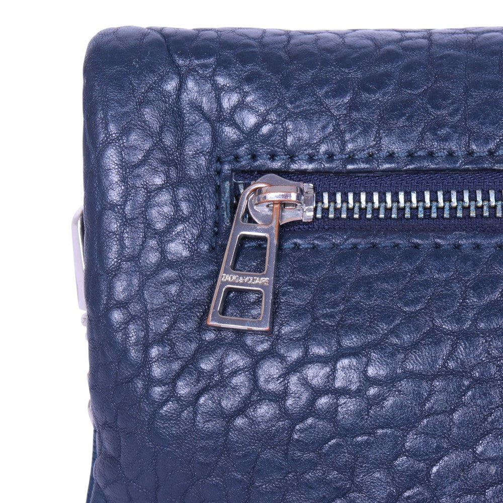 Rock Bubble Leather Crossbody - Navy