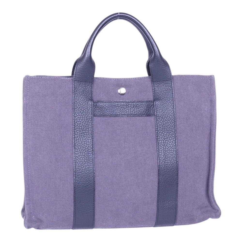 Hermès Fourre Tout MM canvas paars, voorkant recht met hengsels omhoog