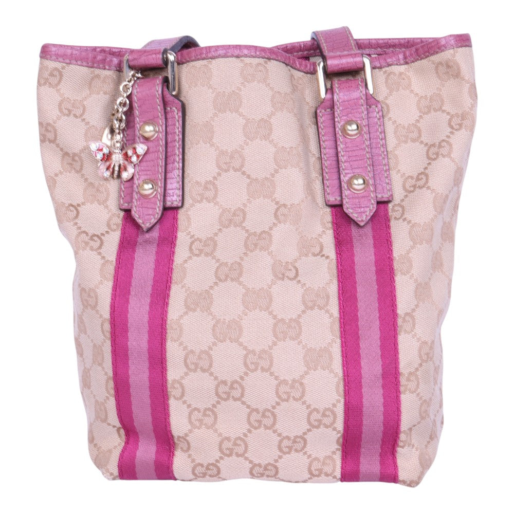 Jolicoeur Tote GG Canvas Roze met Vlinderbedel