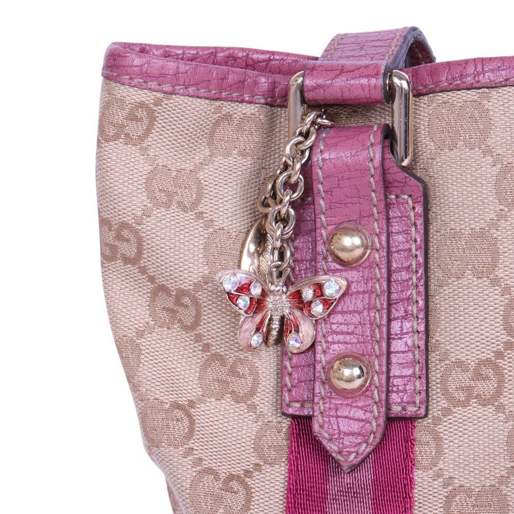 Jolicoeur Tote GG Canvas Roze met Vlinderbedel