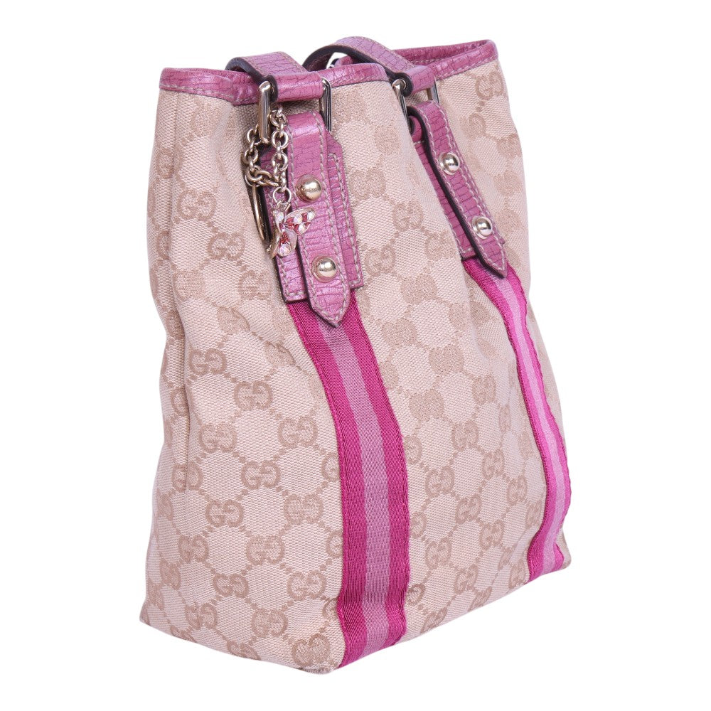 Jolicoeur Tote GG Canvas Roze met Vlinderbedel