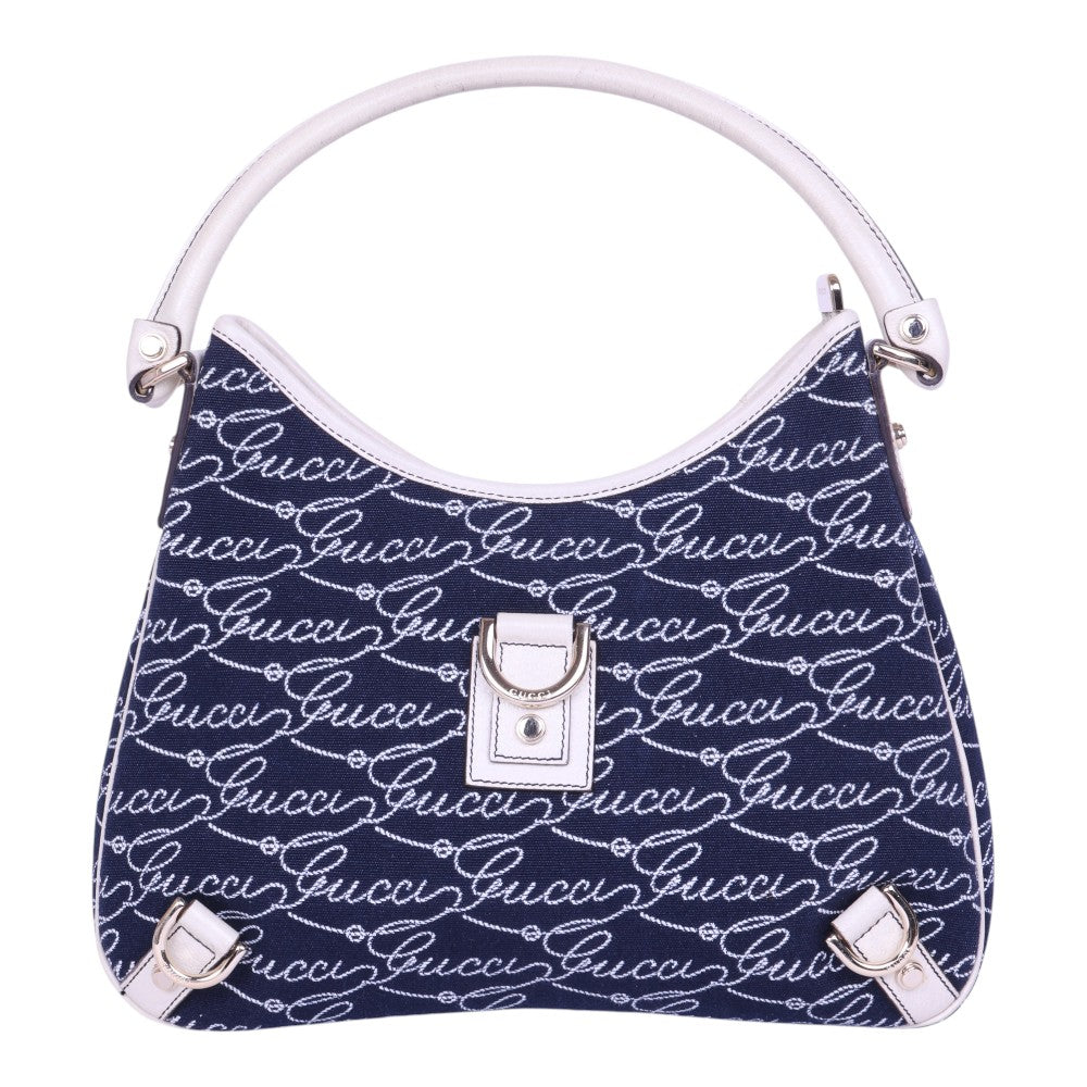 Abbey D-Ring Hobo Script Canvas Blauw
