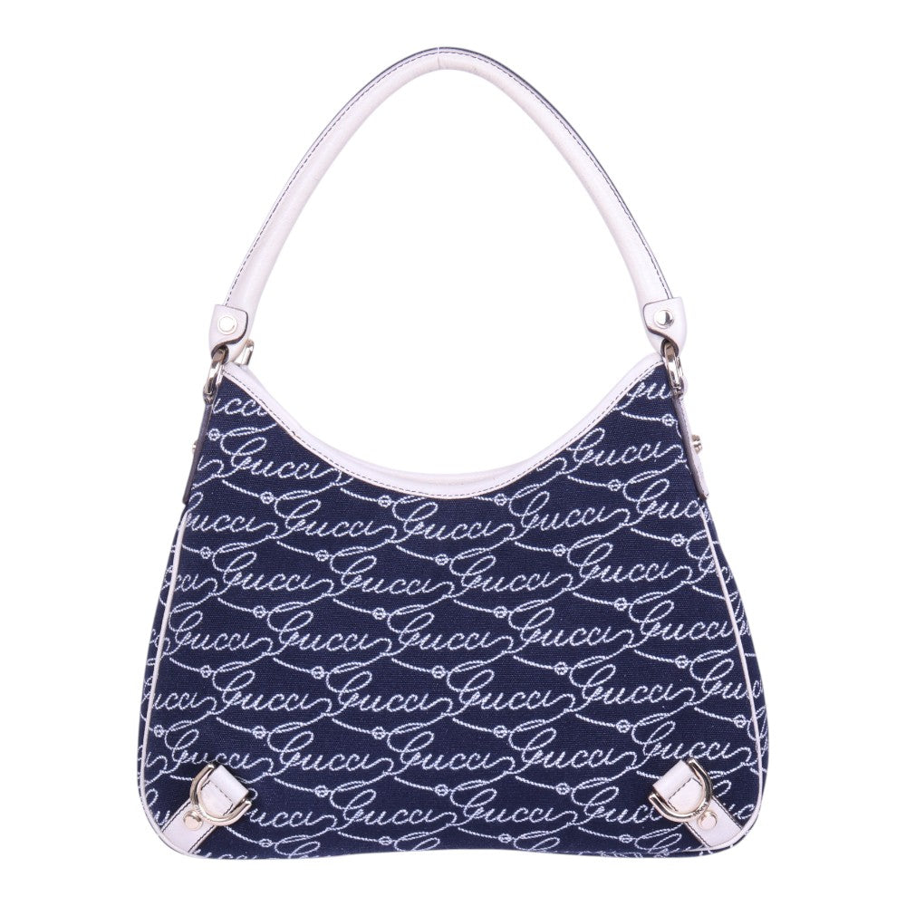 Abbey D-Ring Hobo Script Canvas Blauw