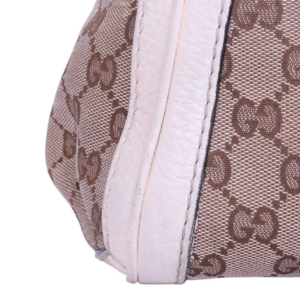 Bella Bamboo Ribbon Tassel Schoudertas - GG Canvas Wit