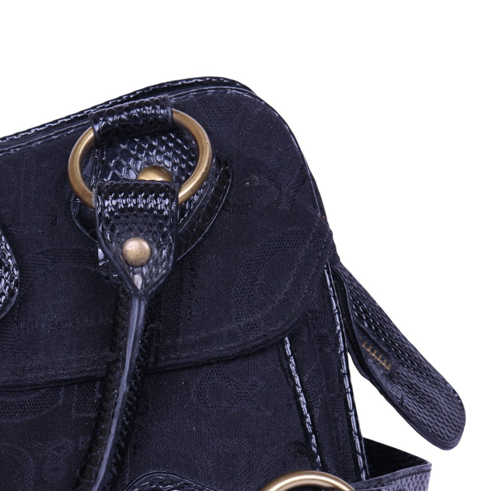 Logo Schoudertas Monogram Canvas Zwart met Studs