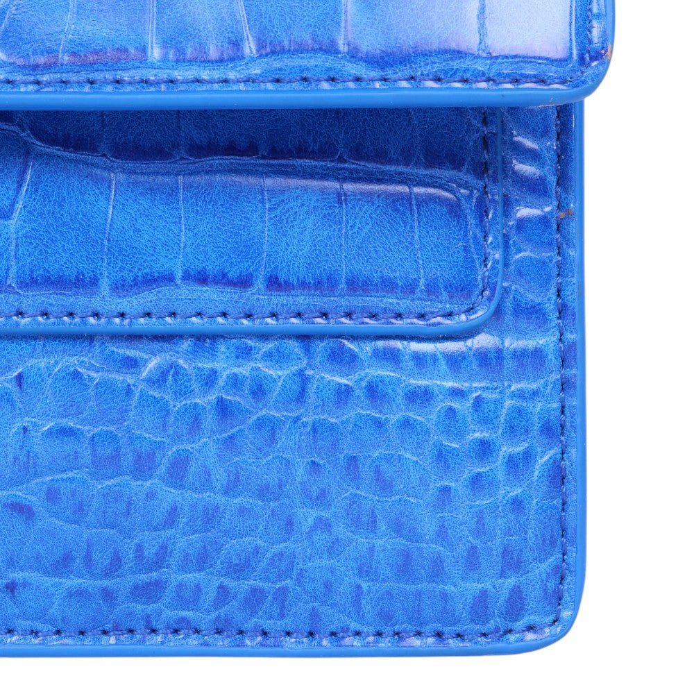 Croco Schoudertas met Logo-Medaillon - Kobaltblauw