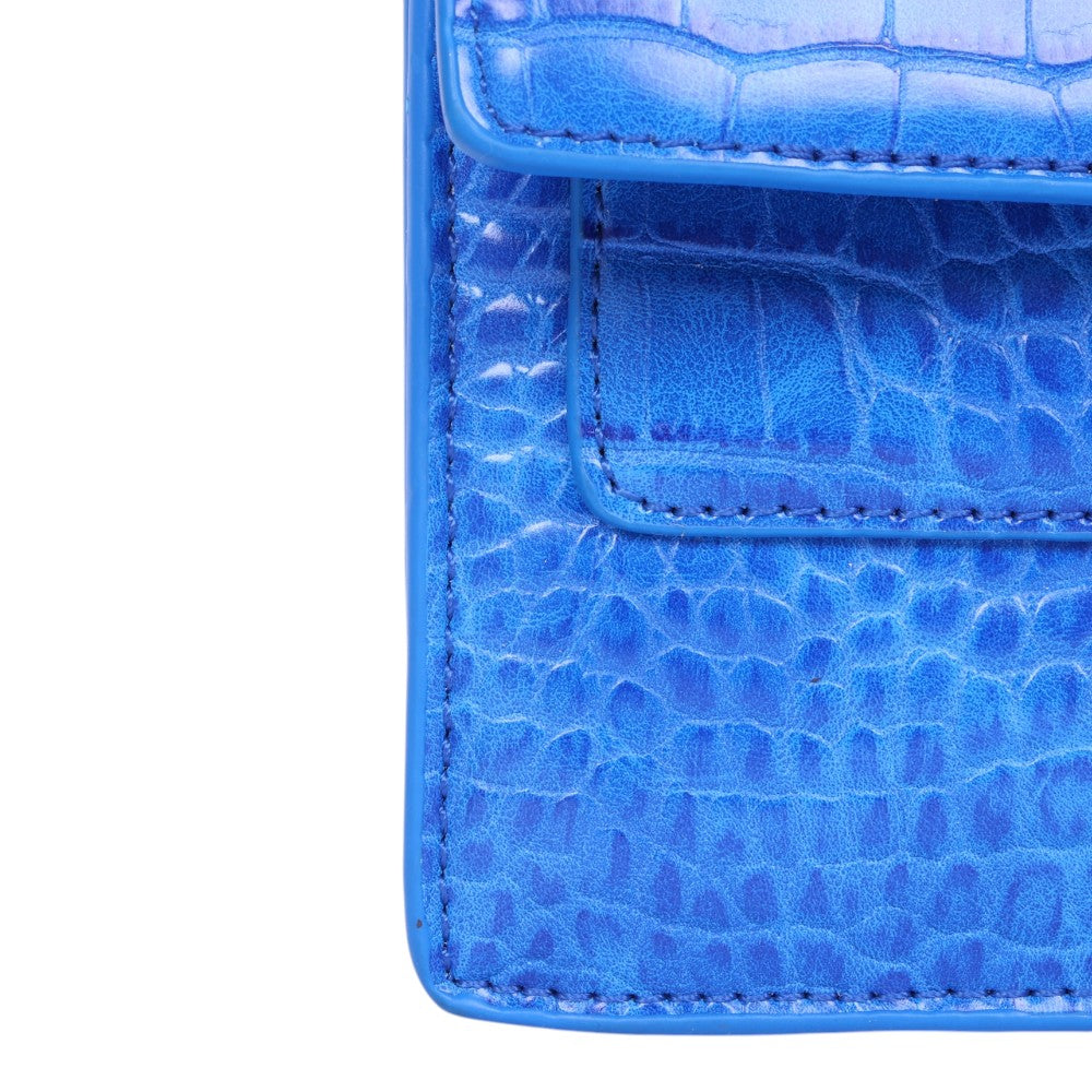 Croco Schoudertas met Logo-Medaillon - Kobaltblauw