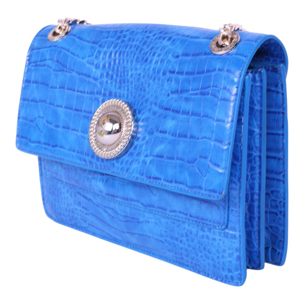 Croco Schoudertas met Logo-Medaillon - Kobaltblauw