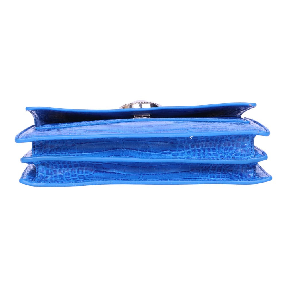 Croco Schoudertas met Logo-Medaillon - Kobaltblauw