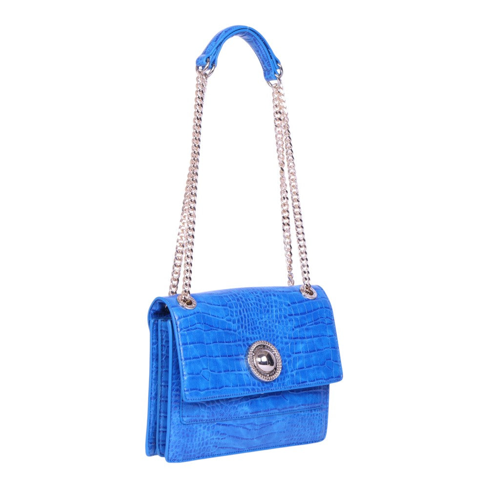 Croco Schoudertas met Logo-Medaillon - Kobaltblauw