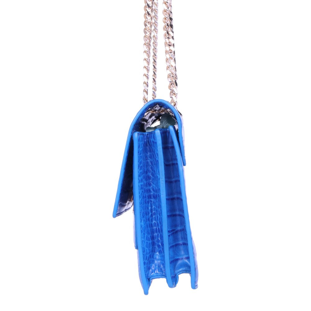 Croco Schoudertas met Logo-Medaillon - Kobaltblauw