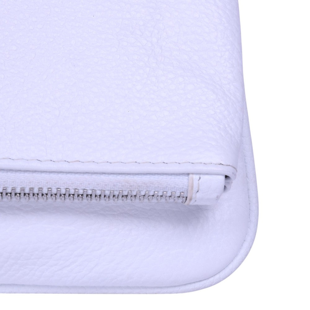 Rock Grained Leather Clutch - Wit