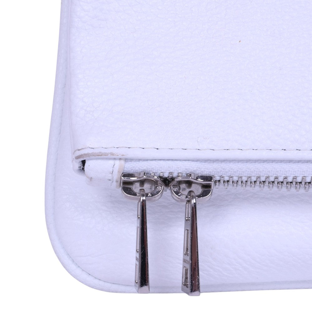 Rock Grained Leather Clutch - Wit