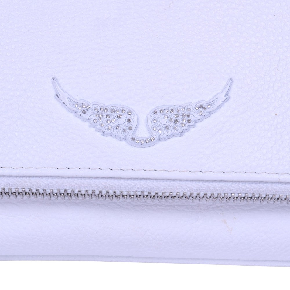 Rock Grained Leather Clutch - Wit