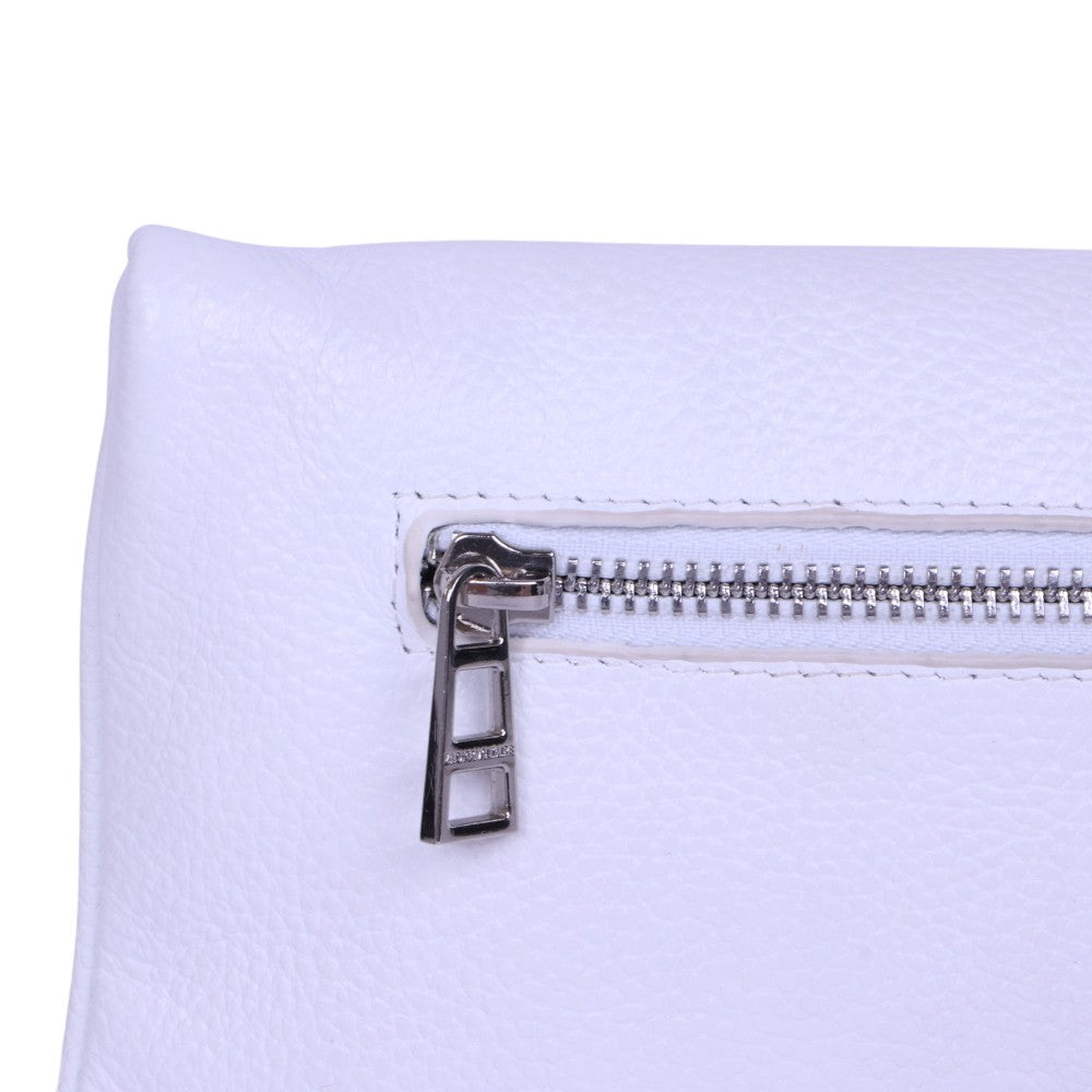 Rock Grained Leather Clutch - Wit