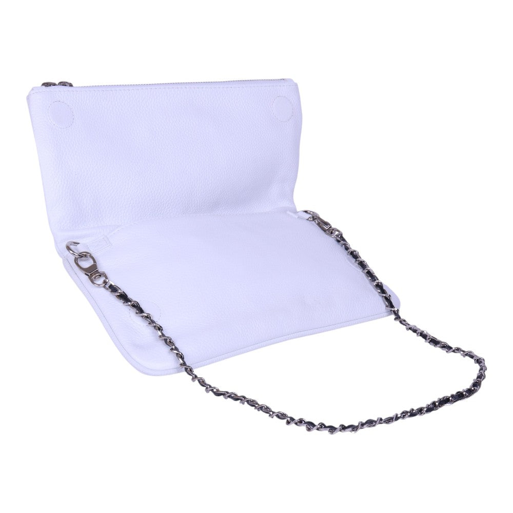 Rock Grained Leather Clutch - Wit
