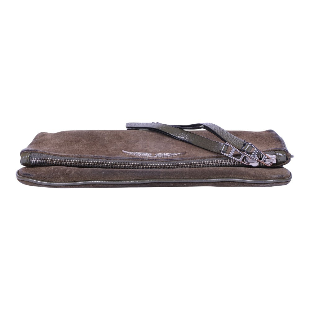 Rock Suede Clutch - Kaki