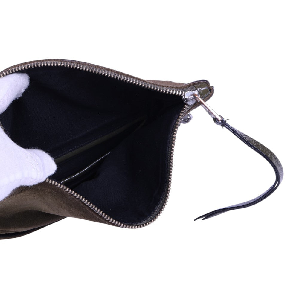 Rock Suede Clutch - Kaki