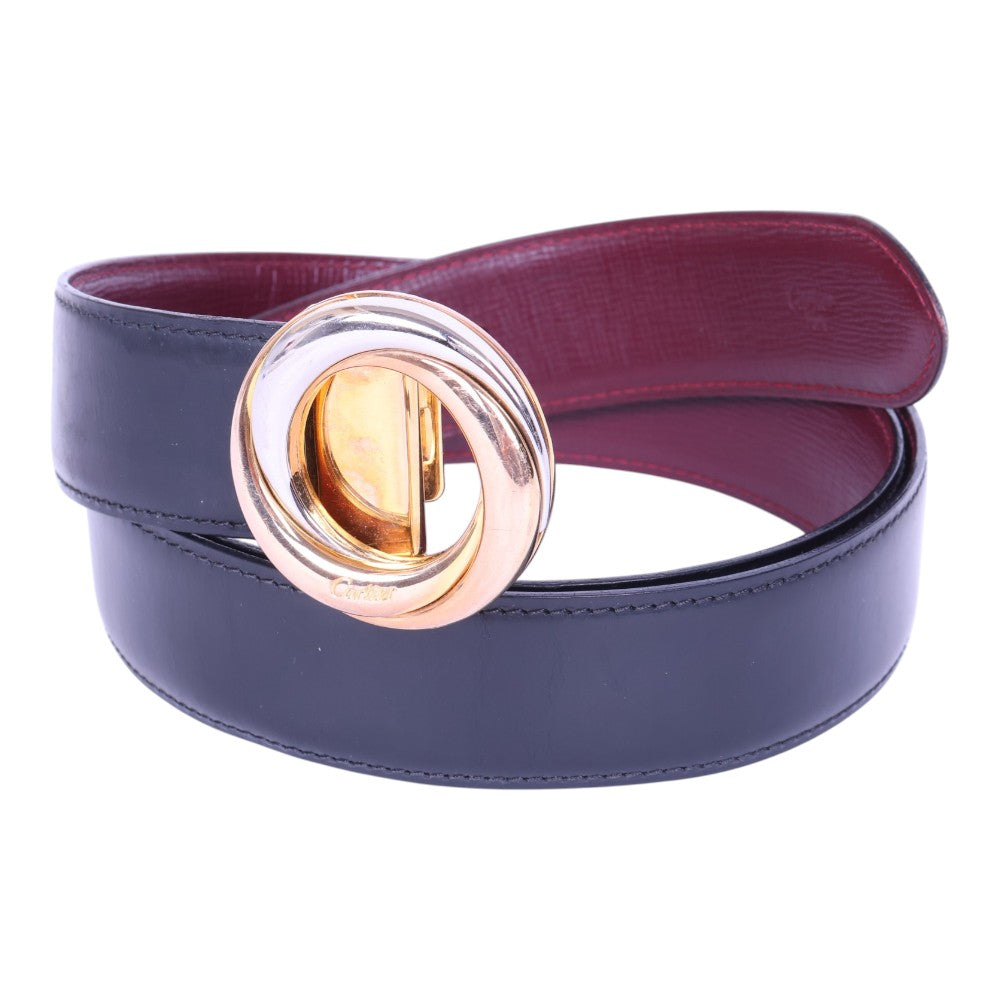 Trinity Reversible Leren Riem Zwart/Bordeaux - Drie-Ringen Gesp