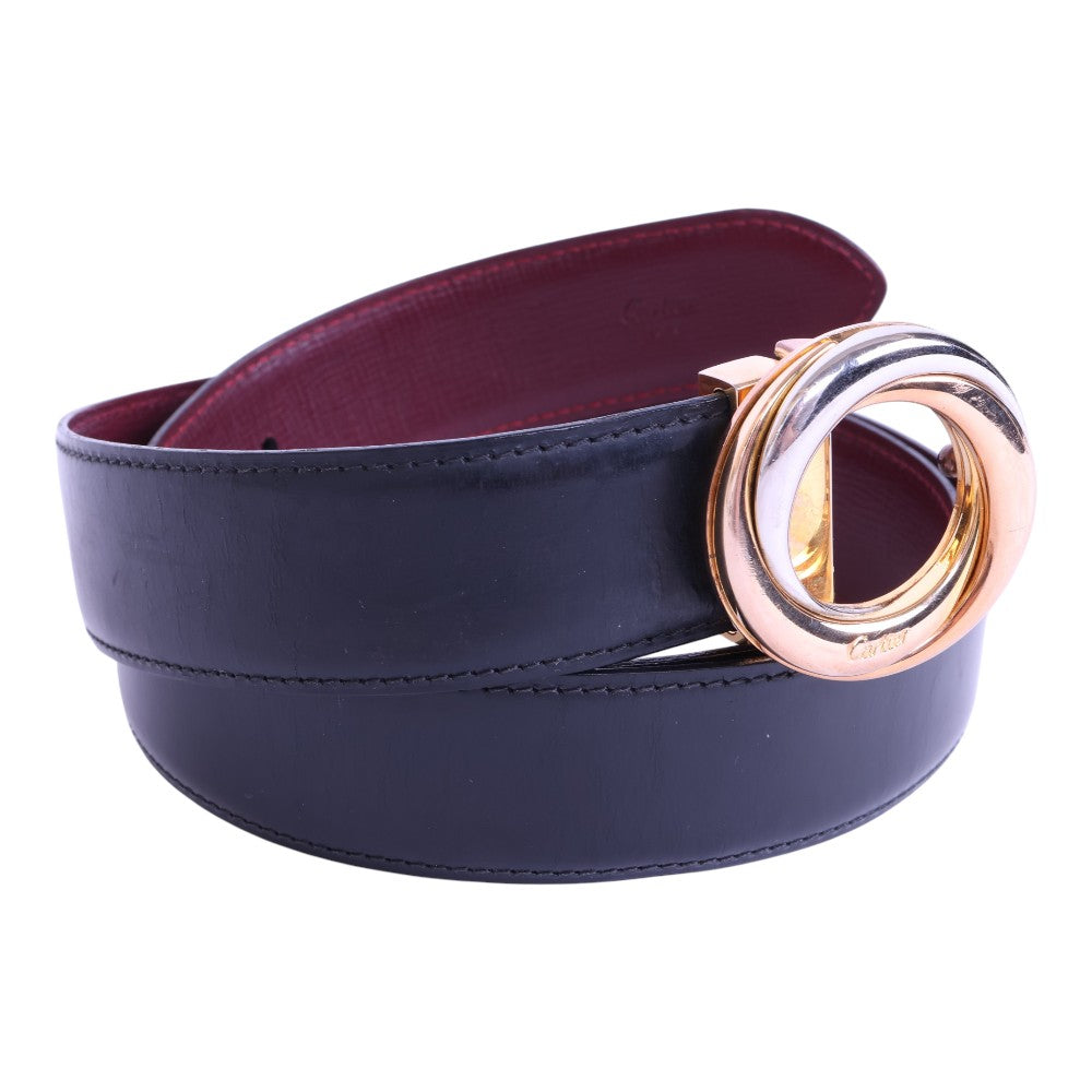 Trinity Reversible Leren Riem Zwart/Bordeaux - Drie-Ringen Gesp