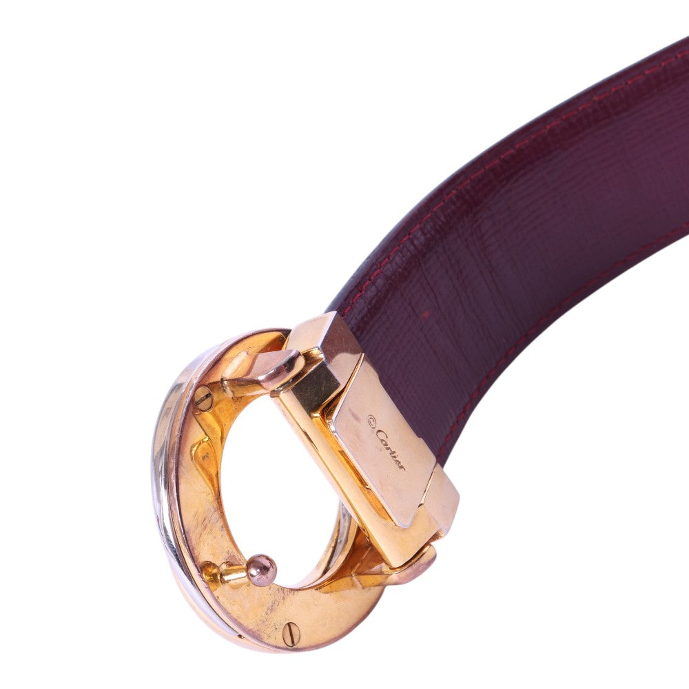 Trinity Reversible Leren Riem Zwart/Bordeaux - Drie-Ringen Gesp