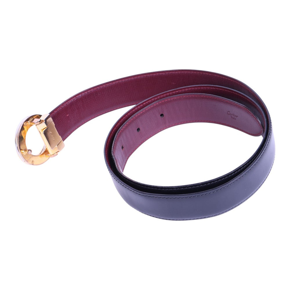 Trinity Reversible Leren Riem Zwart/Bordeaux - Drie-Ringen Gesp