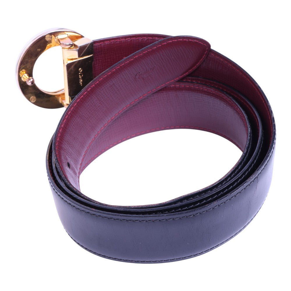 Trinity Reversible Leren Riem Zwart/Bordeaux - Drie-Ringen Gesp