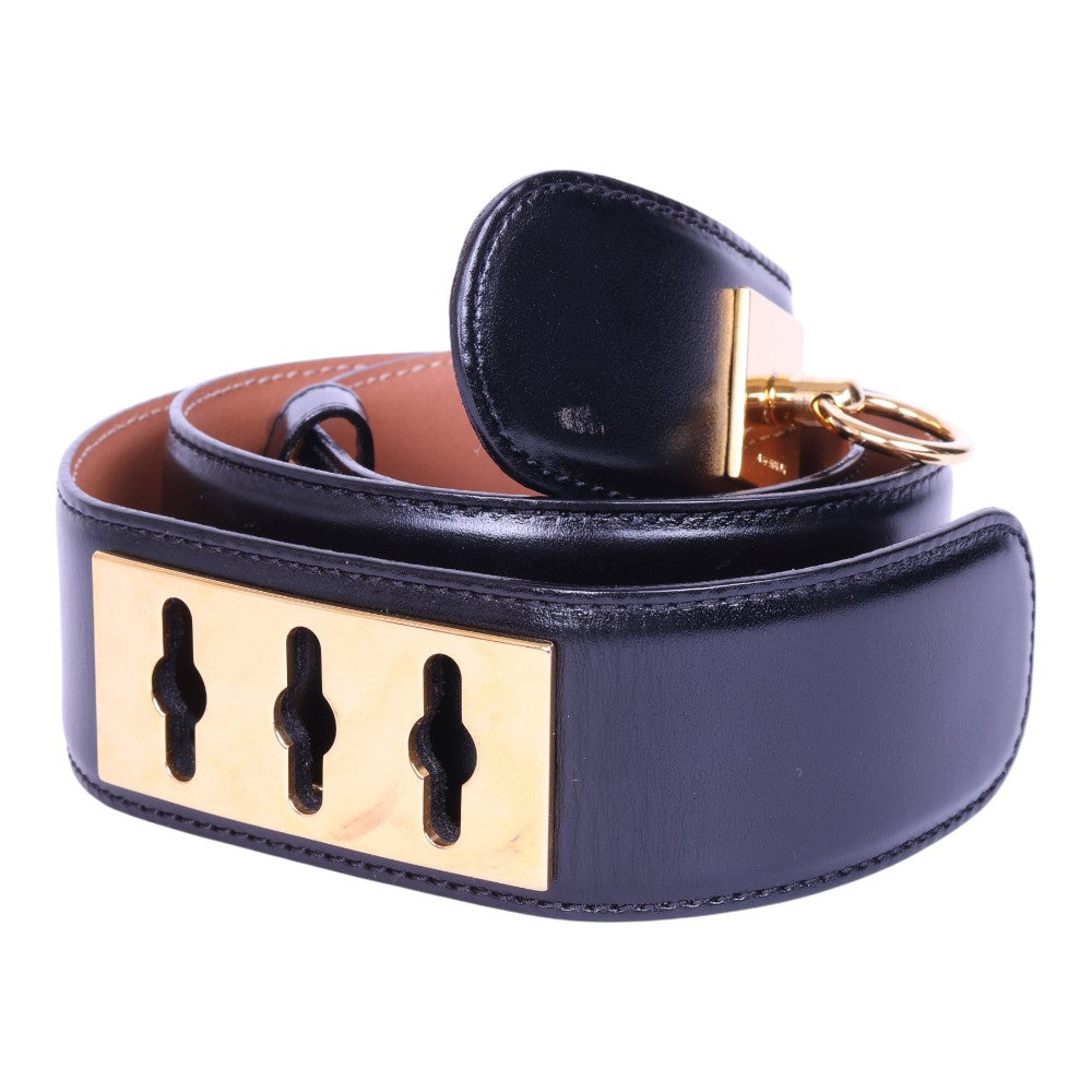 Collier de Chien Riem - Zwart Leer - Maat 80