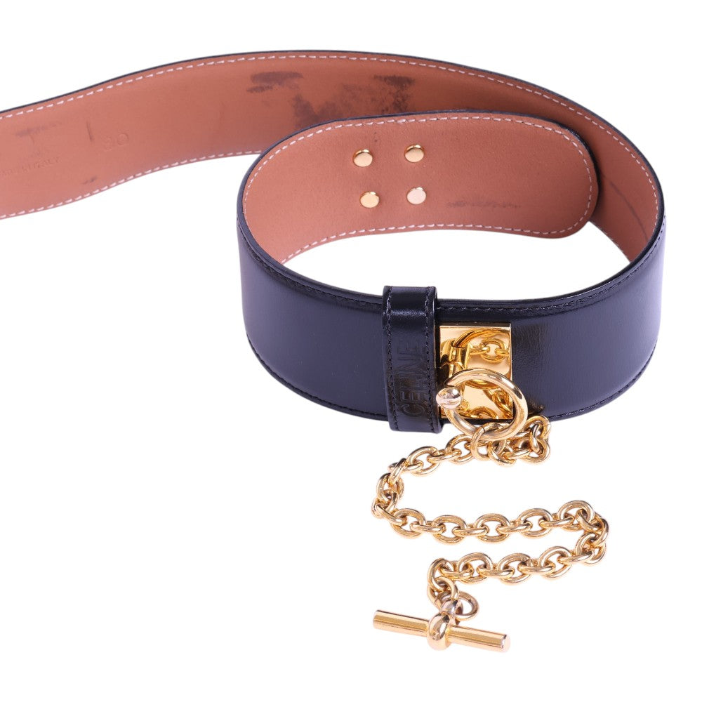 Collier de Chien Riem - Zwart Leer - Maat 80