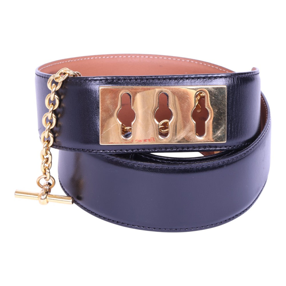 Collier de Chien Riem - Zwart Leer - Maat 80