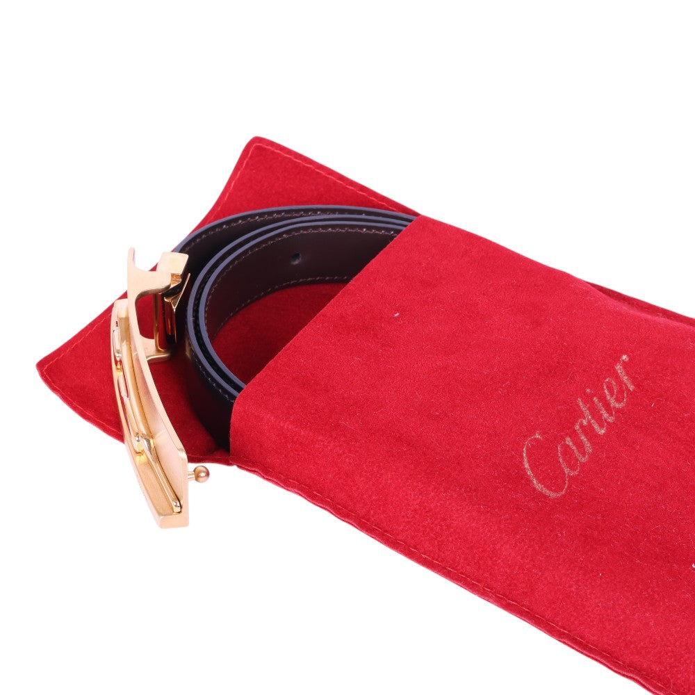 Panthère Reversible Leren Riem Zwart/Bruin - Goudkleurige Gesp