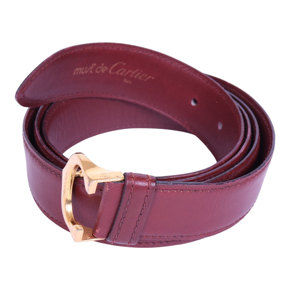 Must Riem Bordeaux Leer - Goudkleurige C-Gesp