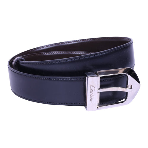 Reversible Leren Riem Zwart/Bruin - Zilverkleurige Gesp