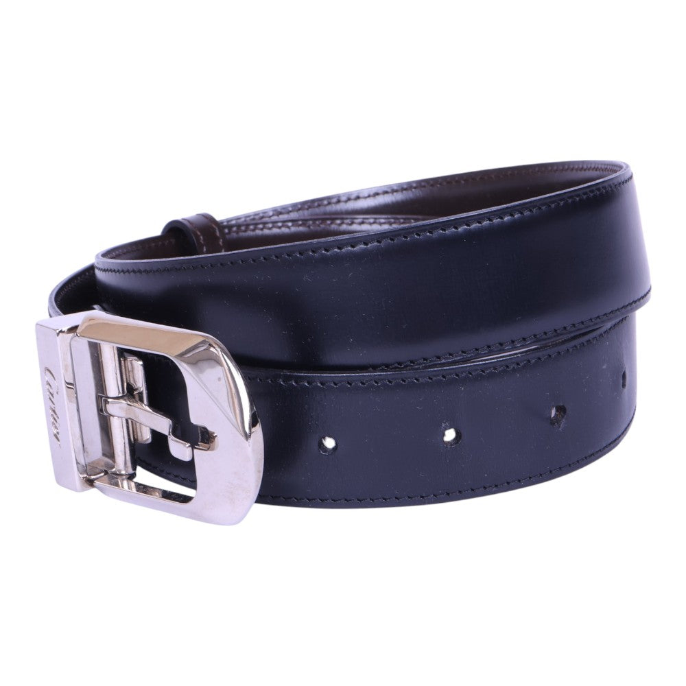 Reversible Leren Riem Zwart/Bruin - Zilverkleurige Gesp