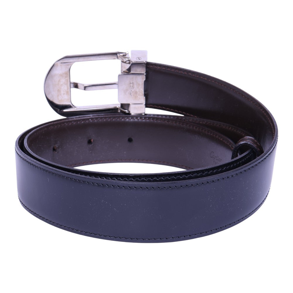 Reversible Leren Riem Zwart/Bruin - Zilverkleurige Gesp