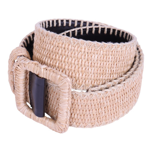 Raffia Riem Naturel met Vierkante Gesp