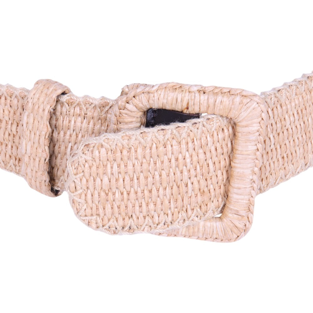Raffia Riem Naturel met Vierkante Gesp