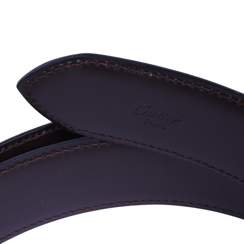 Panthère Reversible Leren Riem Zwart/Bruin - Ronde Panter Gesp