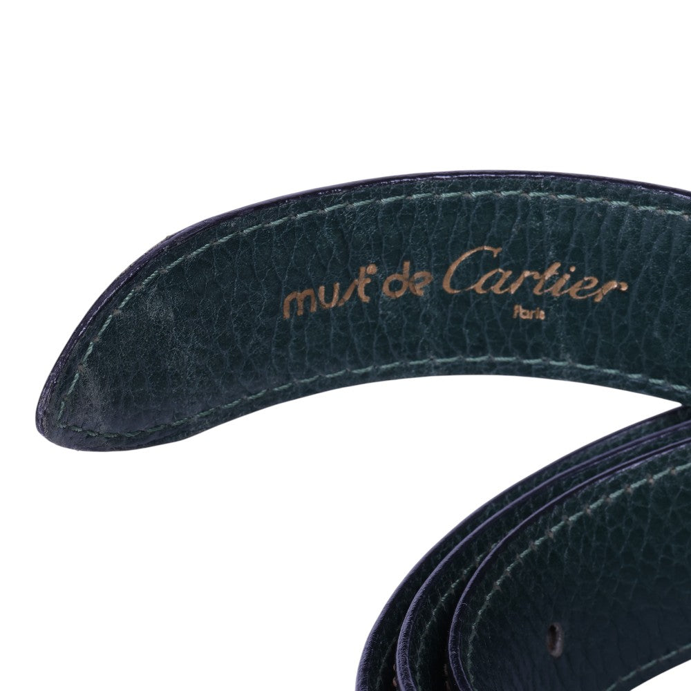 Must Riem Groen Leer - Two-Tone Plaque Gesp