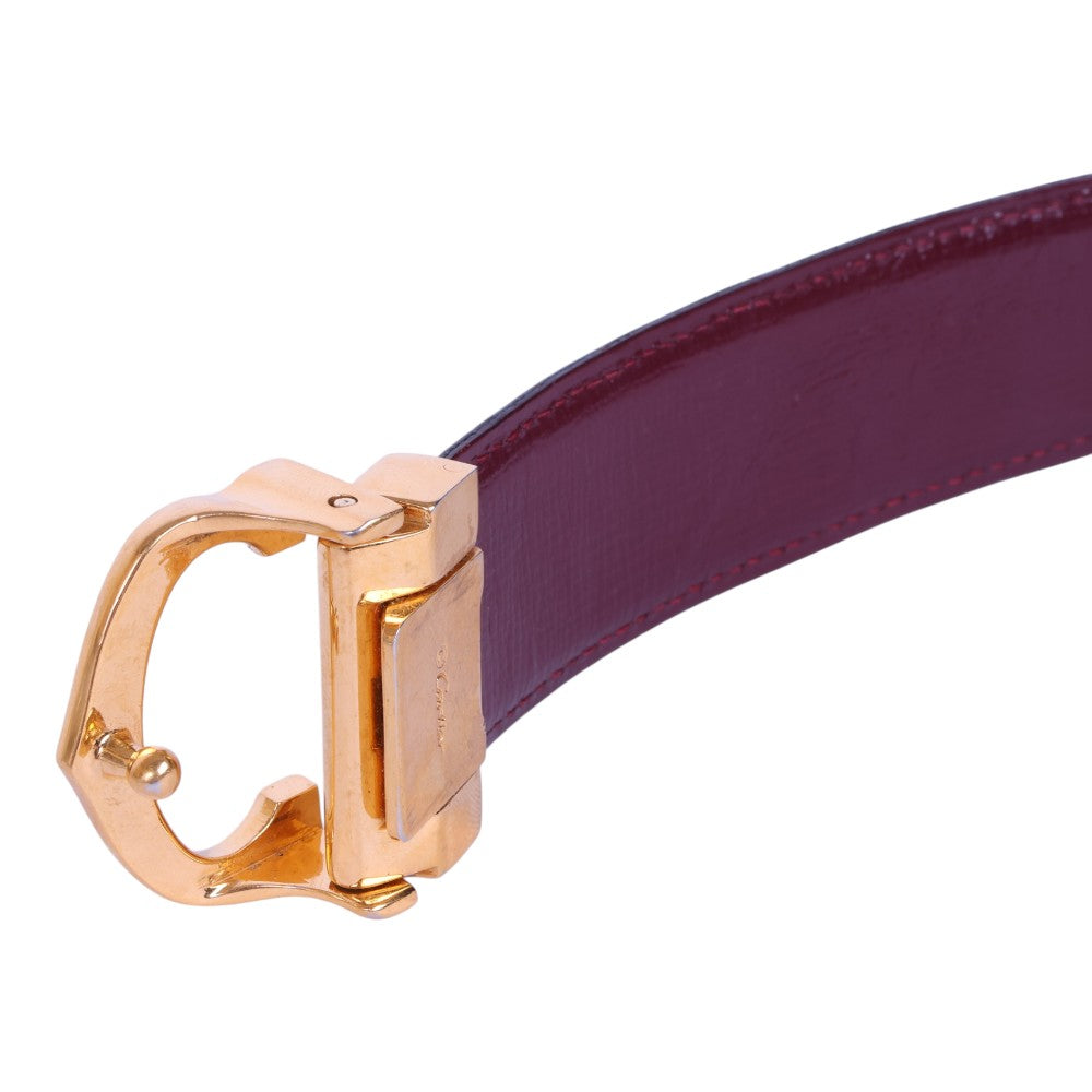 Reversible Leren Riem Zwart/Bordeaux - Goudkleurige C-Gesp