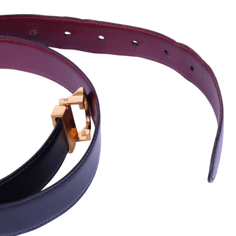 Reversible Leren Riem Zwart/Bordeaux - Goudkleurige C-Gesp