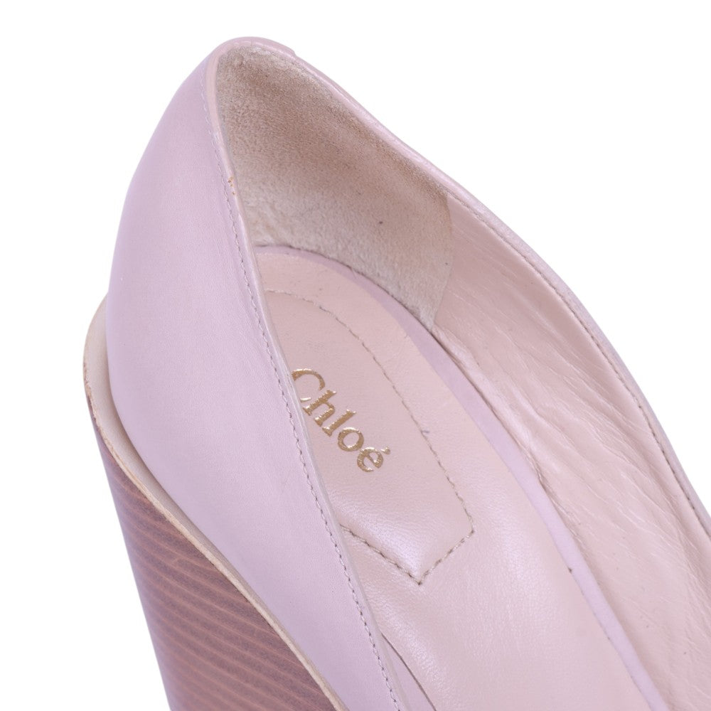 Two Tone Leather Block Heel Pumps - Lila/Geel - Maat 35