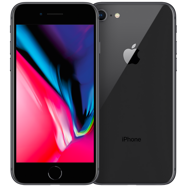 Apple iPhone 8, Space Grey zwart, voorkant en achterkant, tweedehands